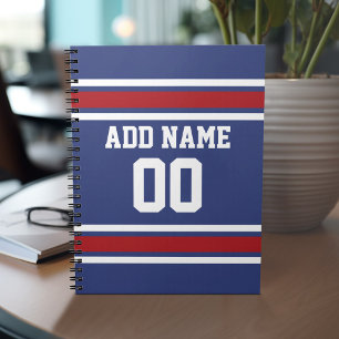 Carnet Blue Red Football Jersey Nom personnalisé Numéro