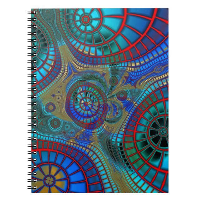 Carnet Blue Red Green Fractals Art moderne (Devant)