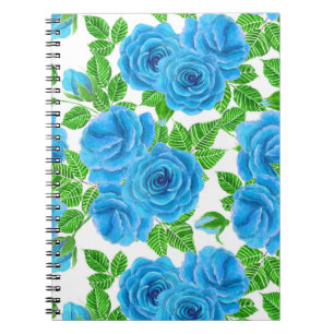 Carnet Blue roses watercolor seamless pattern