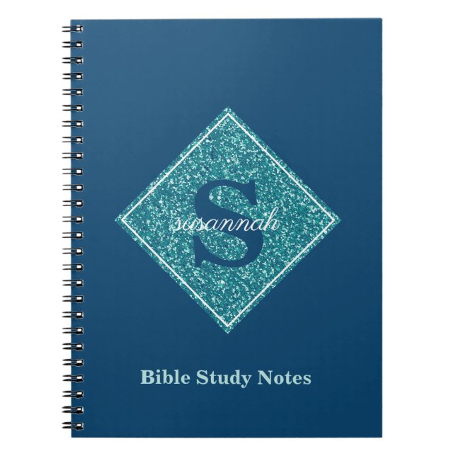 Carnet Blue Sparkles Monogram Bible Study Notebook (Devant)