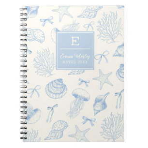 Carnet Blue Vintage Ocean arcs Monogramme girly