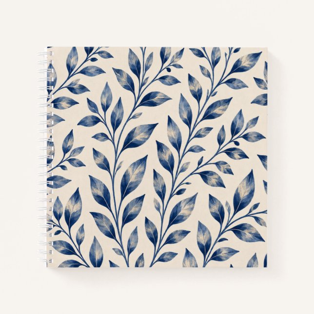 Carnet Blue Watercolor Foliage Notebook (Devant)