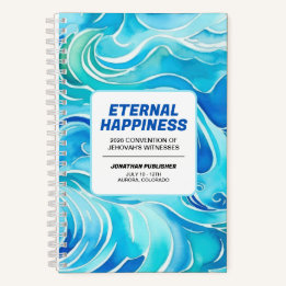 Carnet Blue Watercolor Waves Eternal Happiness Convention