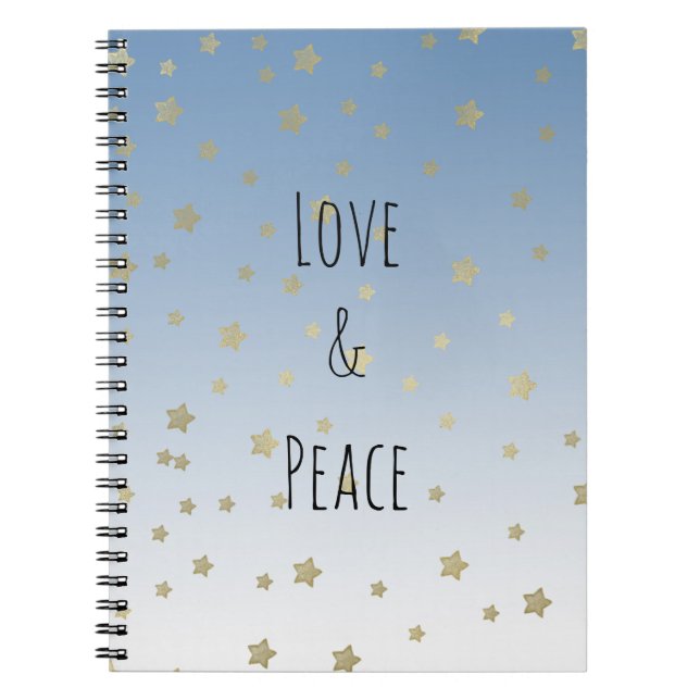 Carnet Blue White Gold Stars Aimer la paix (Devant)