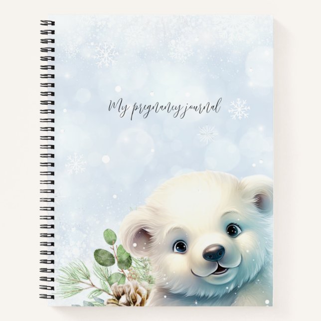Carnet Blue Winter My Pregancy mignonne Polar Bear Journa (Devant)