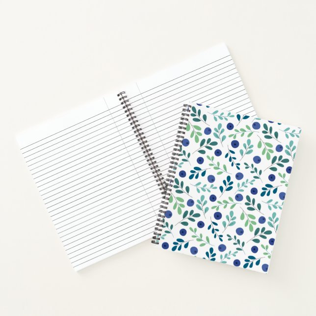 Carnet Blueberries avec Motif Feuille vert (Intérieur)
