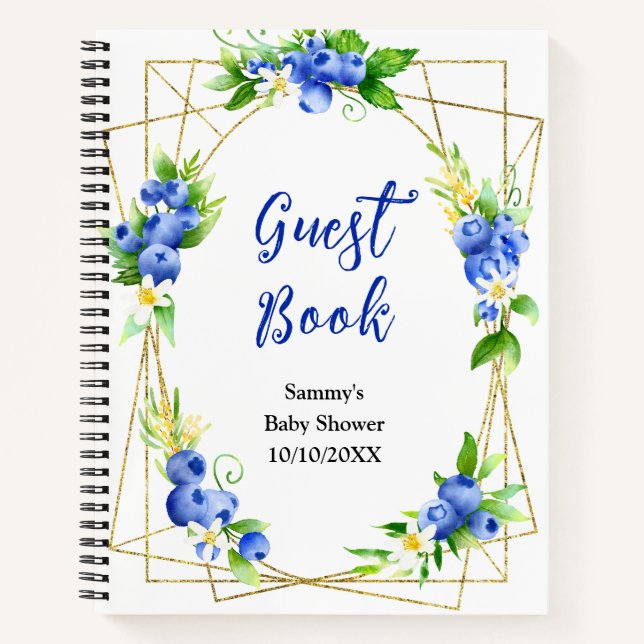 Carnet Blueberry Floral Baby Shower Guest Book (Devant)