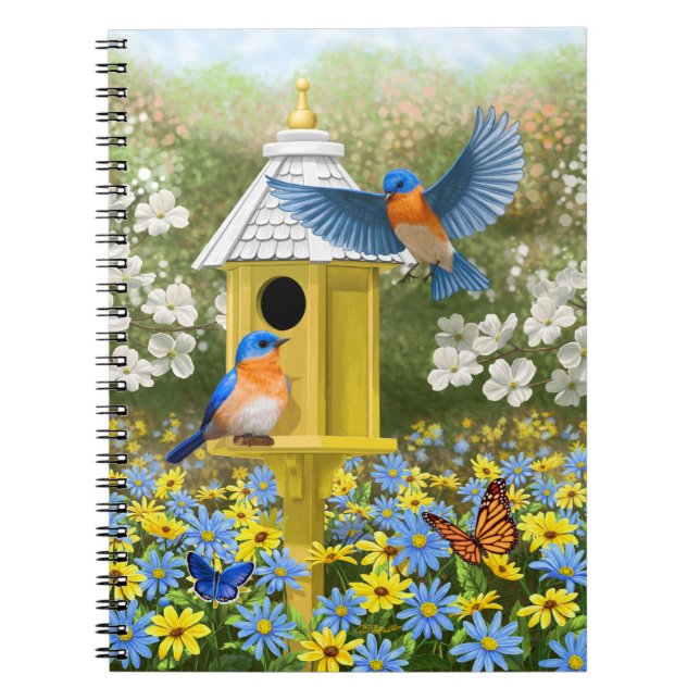 Carnet Bluebirds et Tall Yellow Birhouse (Devant)