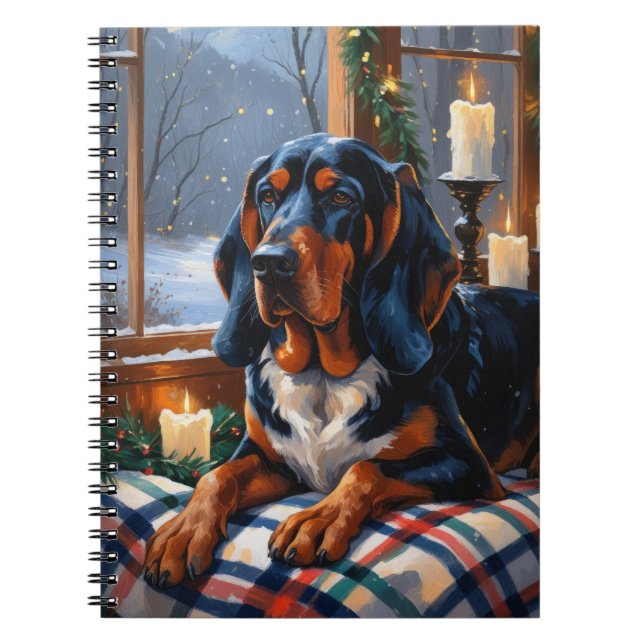 Carnet Bluetick Coonhound avec lumières de Noël Vacances (Devant)