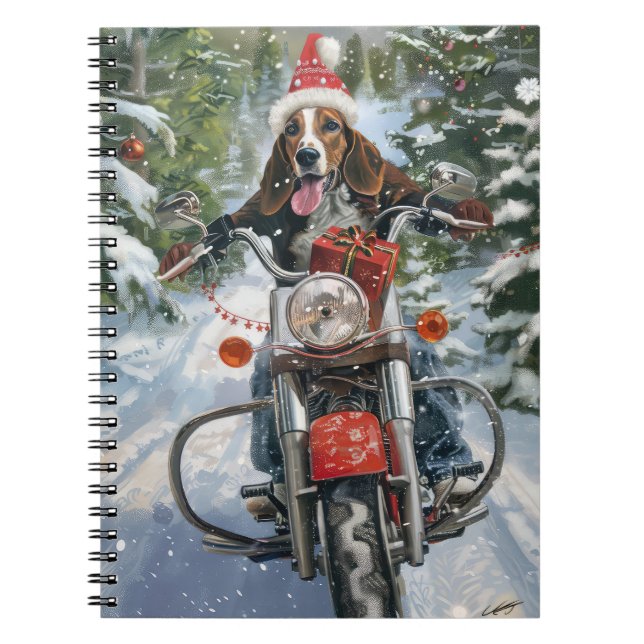 Carnet Bluetick Coonhound Dog équitation Motorcycle Noël (Devant)