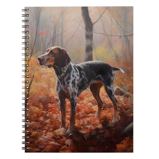 Carnet Bluetick Coonhound en automne Leaves automne Inspi (Devant)