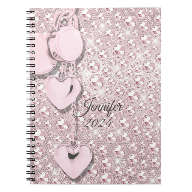 Carnet Blush Drips Monogramme Pailleté Rose 2024 (Devant)