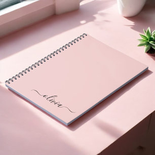 Carnet Blush Dusty rose moderne Script Girl Monogramme No