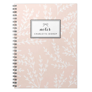 Carnet Blush Foliage Motif Personnalisé