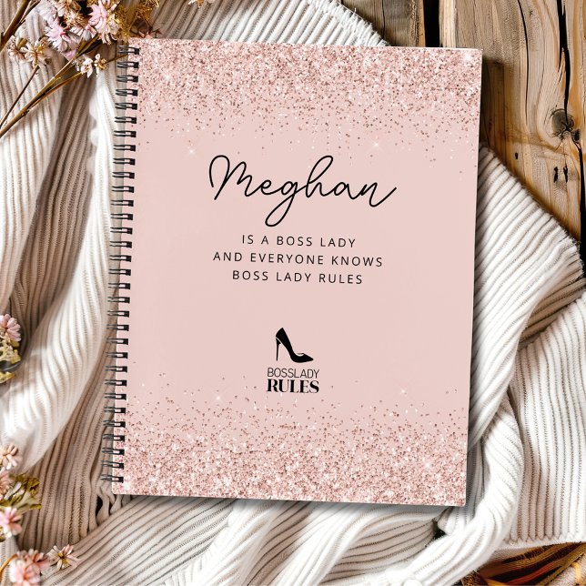 Carnet Blush Glitter Boss Lady Rules Personnalisé (Blush Glitter Boss Lady Rules Stiletto Logo Personalized Notebook)