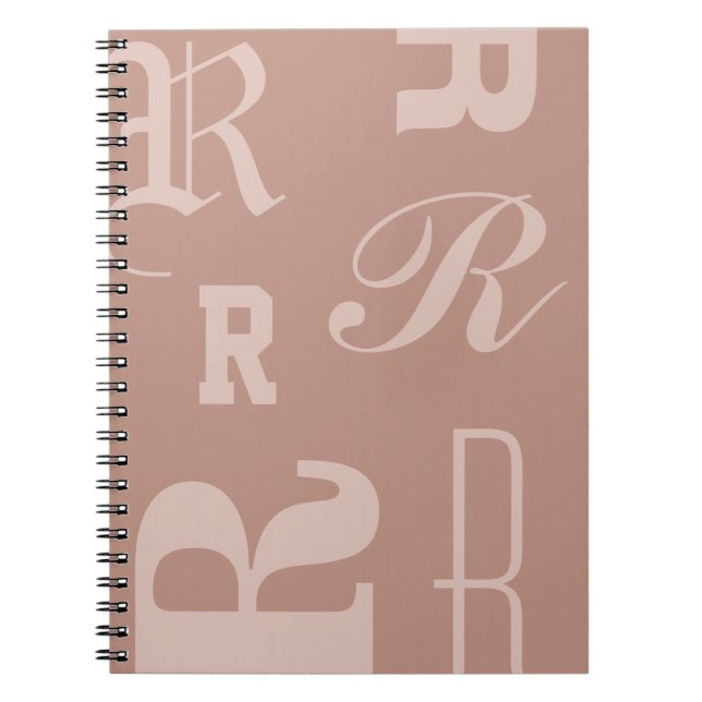 Carnet Blush Monogramme Personnalisé, Initiales de Typogr (Devant)