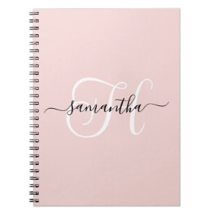 Carnet Blush Noir et Blanc Élégant Monogramme