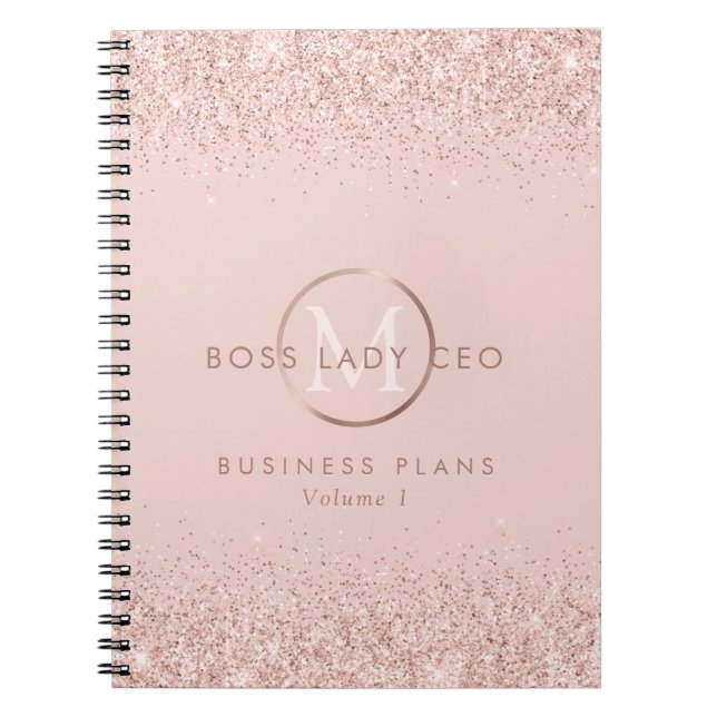 Carnet Blush Parties scintillant Boss Lady PDG Monogramme (Devant)