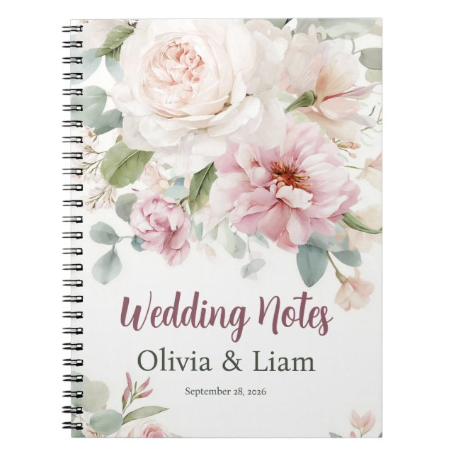 Carnet Blush Pink Floral Personalized Wedding Planner (Devant)