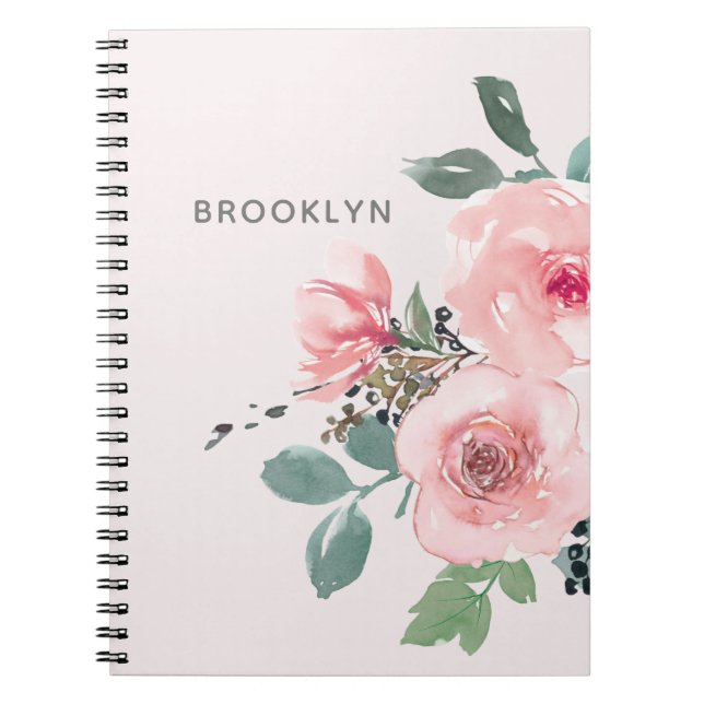 Carnet Blush Pink Floral Watercolor Pretty (Devant)
