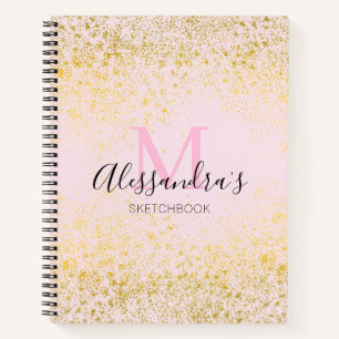 Carnet Blush Pink & Gold Sparkor Nom du monogramme