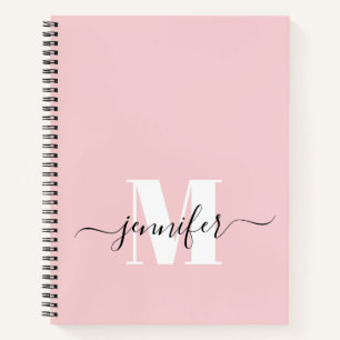 Carnet Blush Pink Personnalisé Sketchbook Nom du monogram