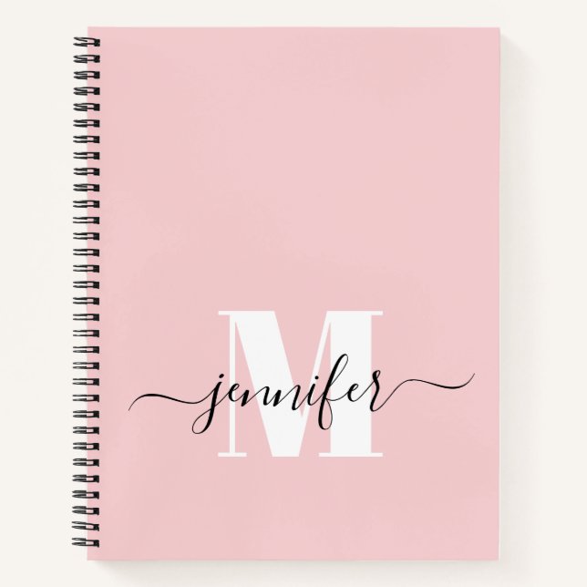 Carnet Blush Pink Personnalisé Sketchbook Nom du monogram (Devant)