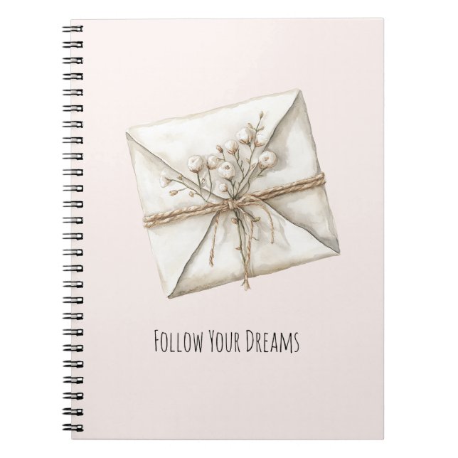Carnet Blush Pink Romantic Flowers Envelope Dreams (Devant)