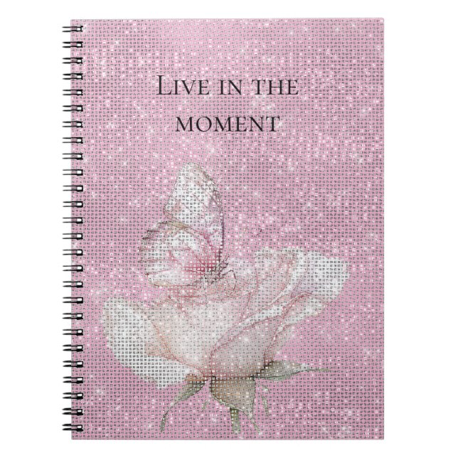 Carnet Blush Pink Rose Butterfly Sparkle (Devant)