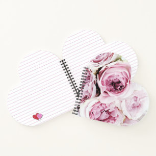 Carnet Blush Pink Rose Floral Heart Elegant Spiral Notebo