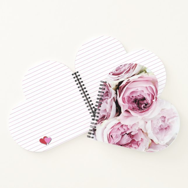 Carnet Blush Pink Rose Floral Heart Elegant Spiral Notebo (Intérieur)