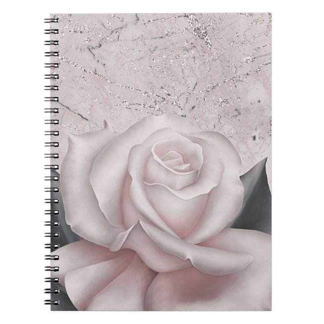 Carnet Blush Rose Blanche Glam Moderne Marbre Shabby Chic (Devant)