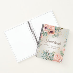 Carnet Blush rose Floral Gold Parties scintillant Anniver