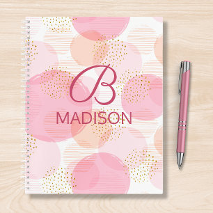 Carnet Blush Rose Pailleté Faux Or Monogramme Nom