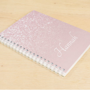 Carnet Blush Rose Pailleté Ombré Personnalisé