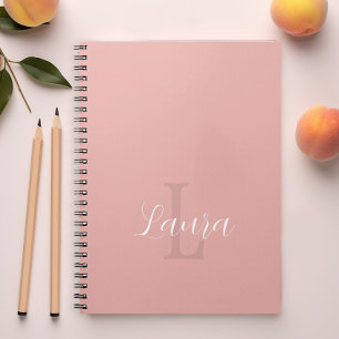 Carnet Blush rose personnalisé avec monogramme et prénom 