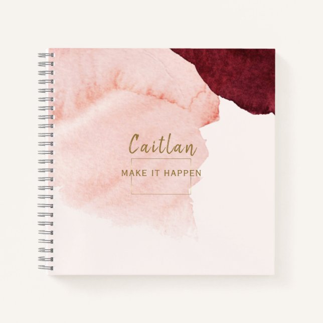 Carnet Blush Rose Terre Cuite Monogrammé Abstrait  (Devant)