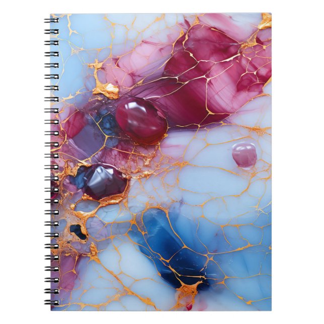 Carnet Blush & Sapphire Marble with Gold Veins (Devant)