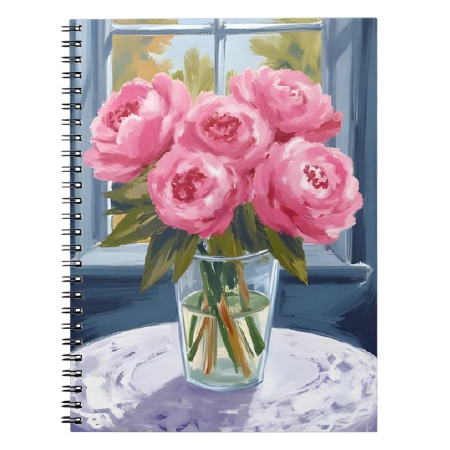 Carnet Blushing Peony Bouquet | Pink Flower Painting (Devant)