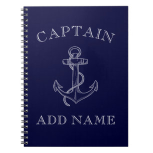 Carnet Boat Capt Sailor Nautical Anchor Personalized