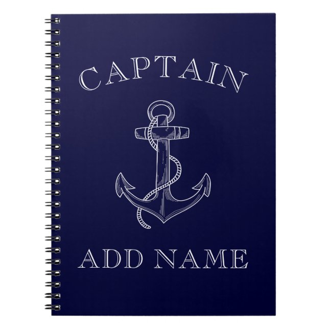 Carnet Boat Capt Sailor Nautical Anchor Personalized (Devant)