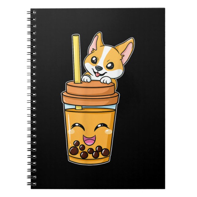 Carnet Boba Tapioca Pearls Bubble Milk Tea Drink Corgi (Devant)