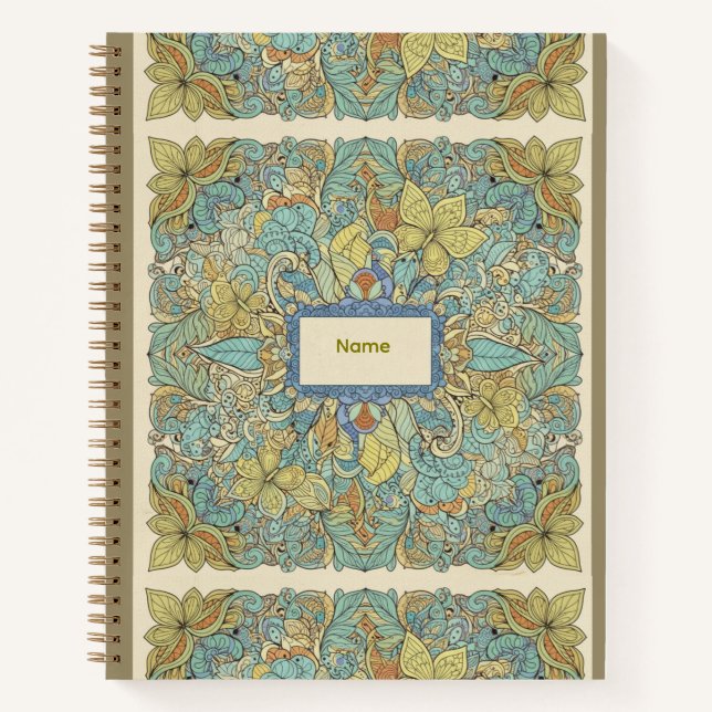 Carnet Bohème Mandala Intriqué & Papillon Couverture Rigi (Devant)