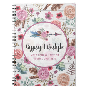 Carnet Bohémien rustique chic d'aquarelle de flèche de