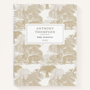 Carnet Boho Beige Animaux Safari Chinoiserie Girl Boy