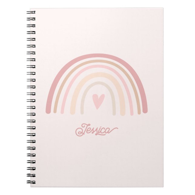 Carnet Boho Beige Blush Arc-en-ciel (Devant)