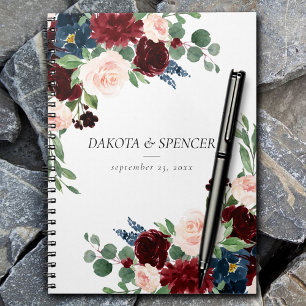 Carnet Boho Bloom   Burgundy Rouge et bleu marine Personn