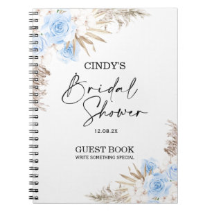 Carnet Boho Blue Brown Floral Fête des mariées Invité