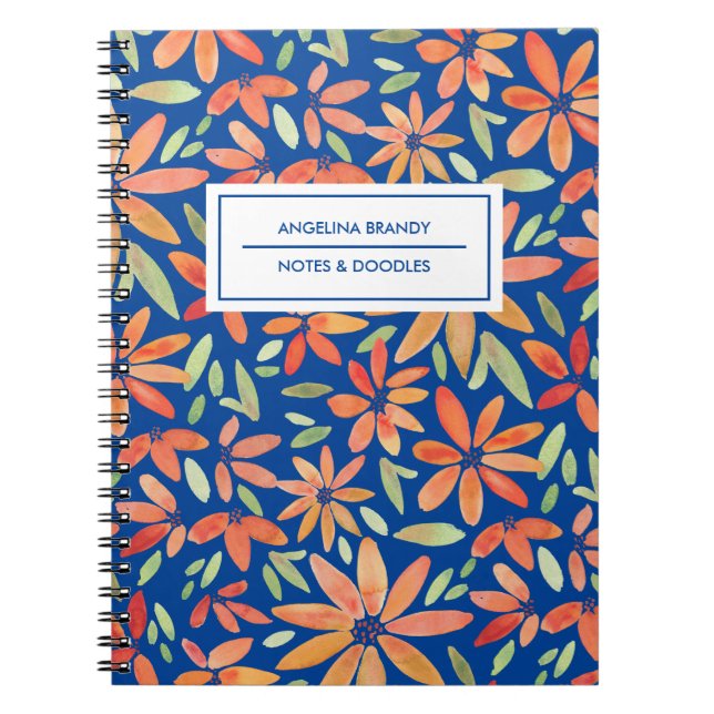 Carnet Boho Blue & Orange Floral (Devant)