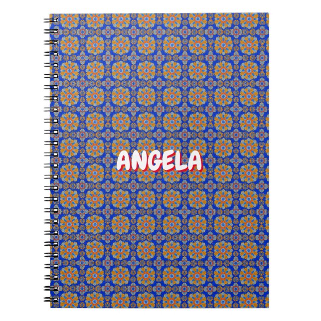 CARNET BOHO BLUE ORANGE GEO DESIGN (Devant)